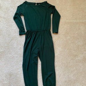 Women's  Casual Long Sleeve Jumpsuit - Forest Green
